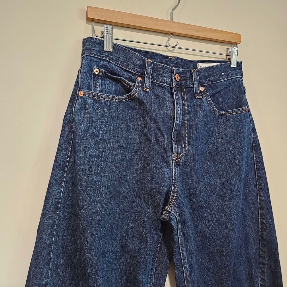Gap Barrel High Rise Jeans Women 28 6R Dark Wash Blue Curved Leg Denim Casual - Picture 4 of 8
